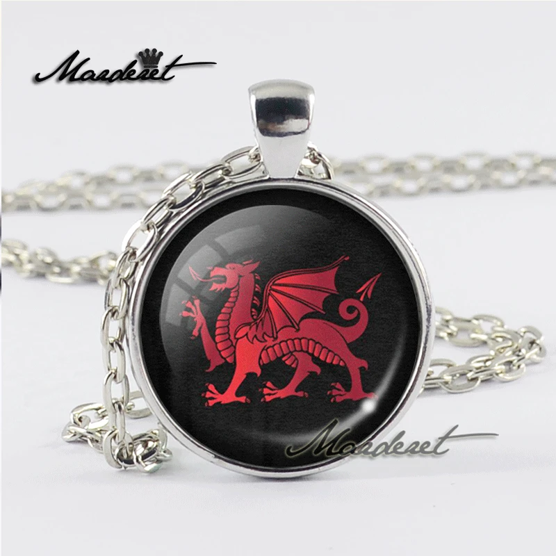 Maderet Welsh Dragon стекло кабошон ожерелье ювелирные изделия ручной работы купол