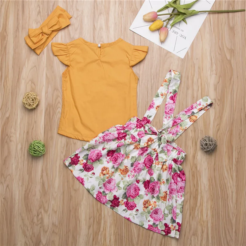 Pudcoco/комплект одежды для маленьких девочек летние топы с рюшами футболка платье
