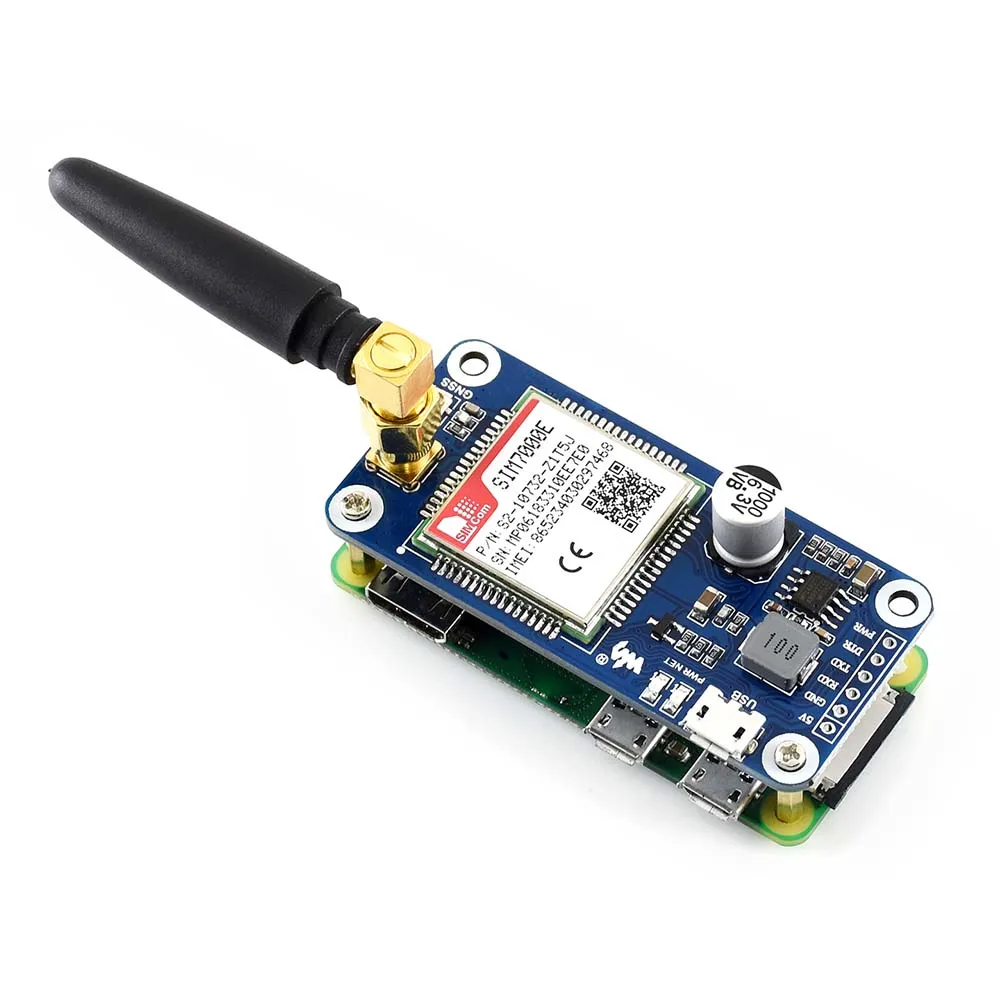 Шапка NB-IoT/eMTC/EDGE/GPRS/GNSS для RPi Zero/Zero W/Zero WH/2B/3B/3B + на базе SIM7000E поддерживает TCP UDP PPP