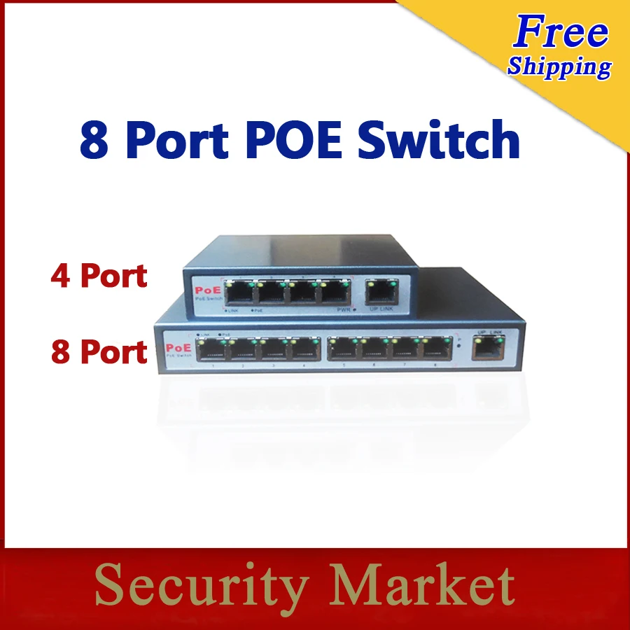 8 портовый коммутатор с питанием по Ethernet + 1 настольный для сетевых камер сетевым
