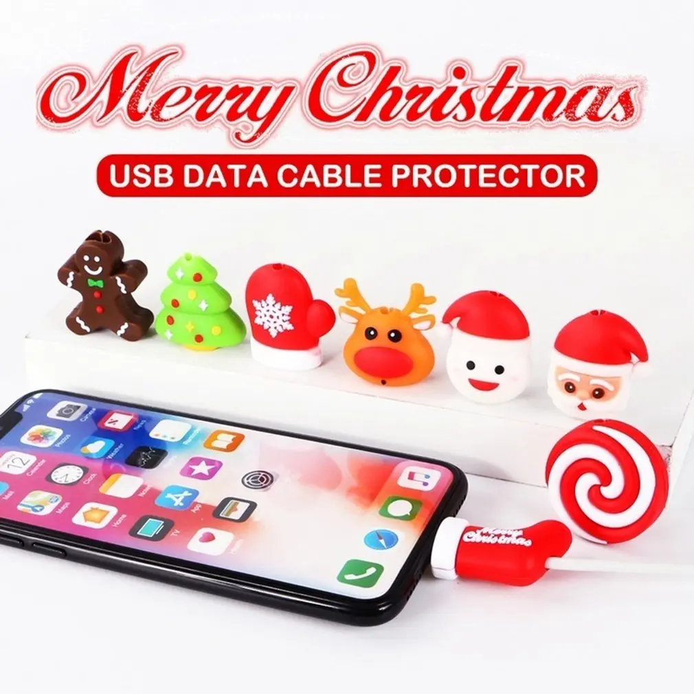 Рождественский кабель укуса протектор для iPhone X HUAWE милый Кабель компьютерный кабель крышка протектор для наушники в форме мыши Крышка для наушников