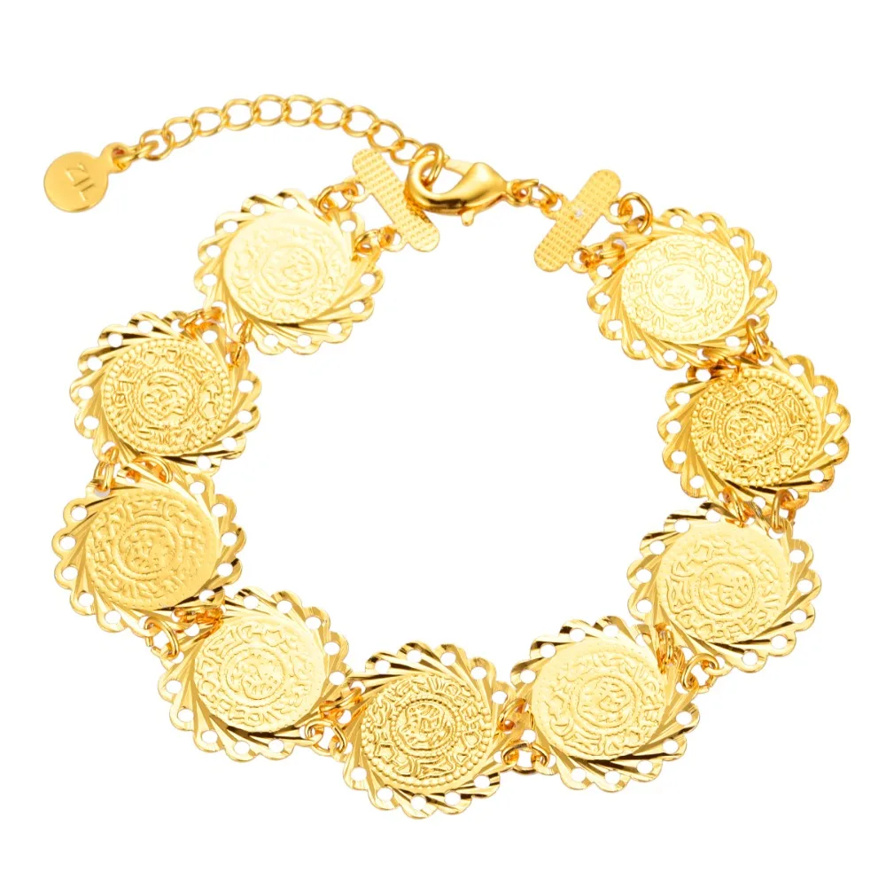 Исламский арабский стиль Мужчины Женщины холодный цвет древние монеты браслет