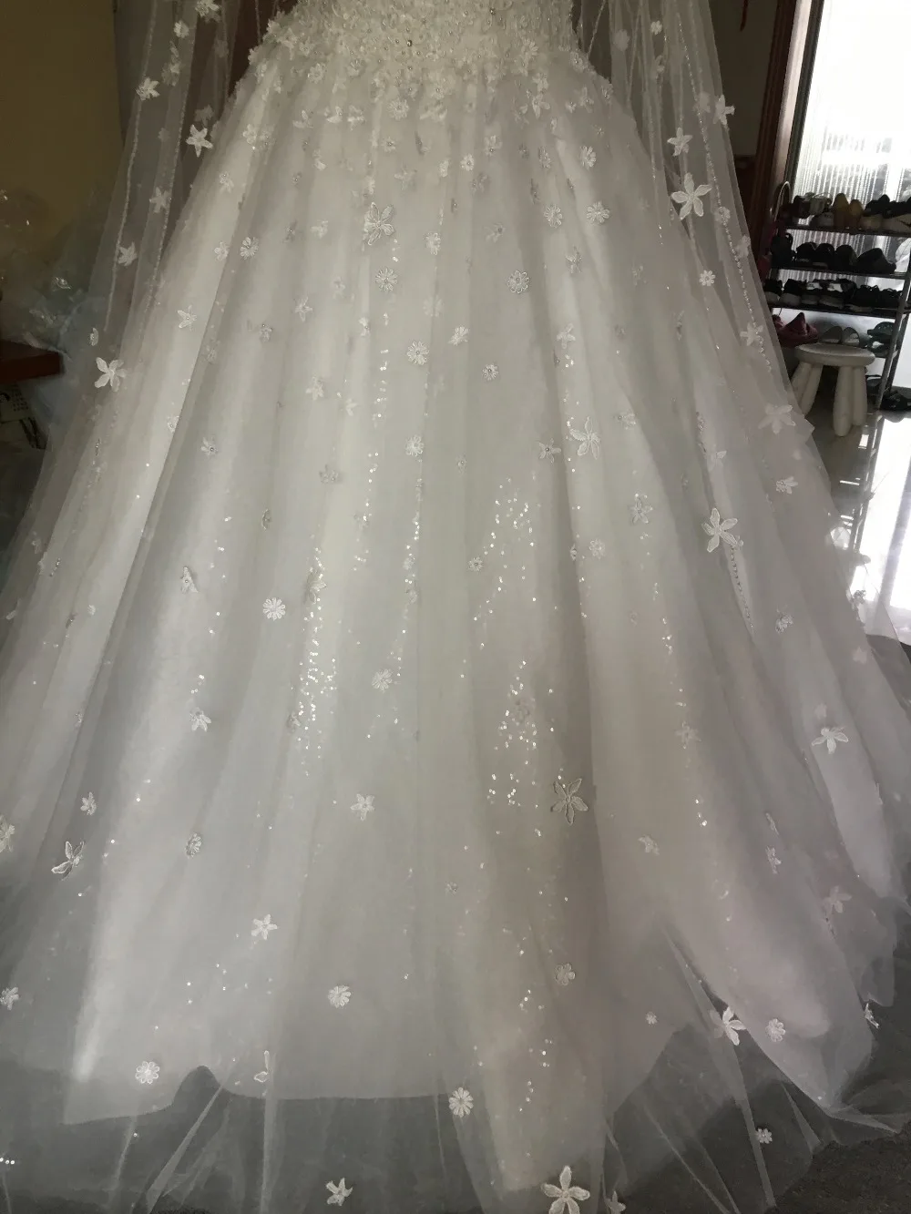 CloverBridal, горячая распродажа, романтическое свадебное платье Тиффани с синим жемчугом и цветами, xj16995, свадебное платье с вырезом лодочкой, casamento, для невесты