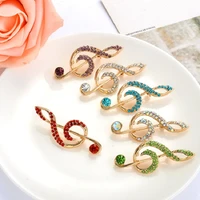 mzc cute rainbow note music broach female colorful rhinestone brooch strass broches lapel pin gift femme accessories