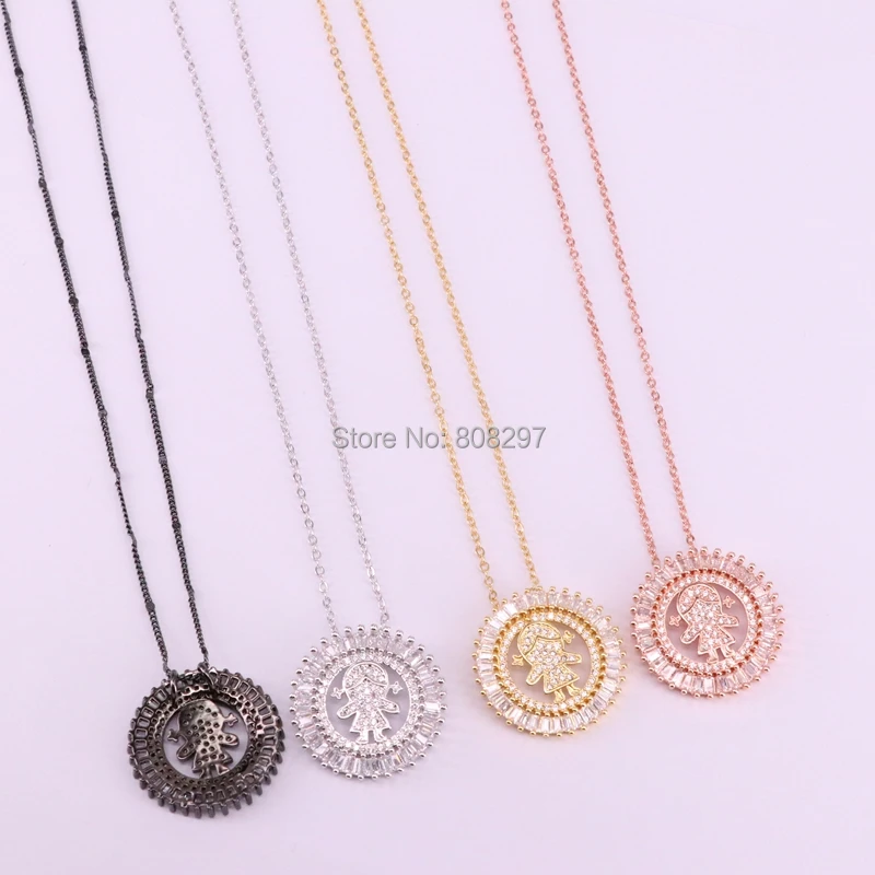 

8Pcs Handmade pave cz crystal necklace, girl pendants necklace,cubic zirconia necklaces