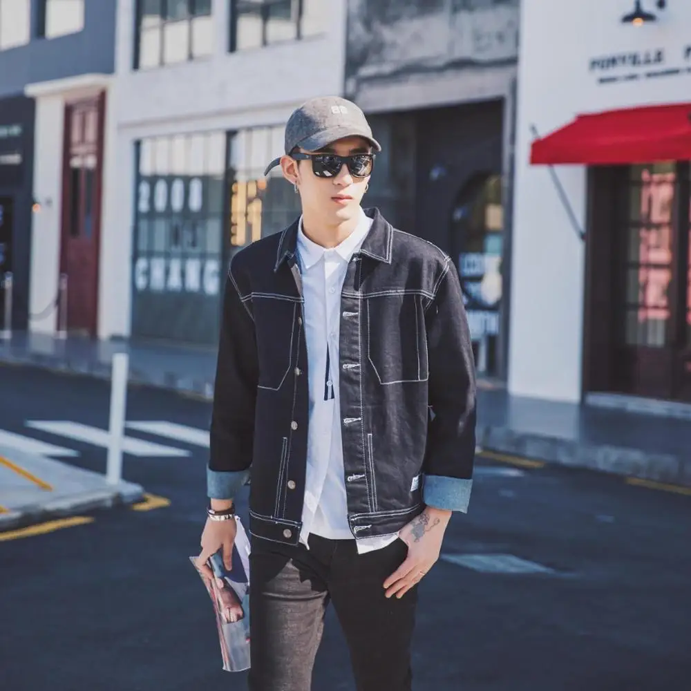 Для мужчин куртка 2019 Весенняя Повседневная Denim Slim Fit Костюмы Однобортный кнопки