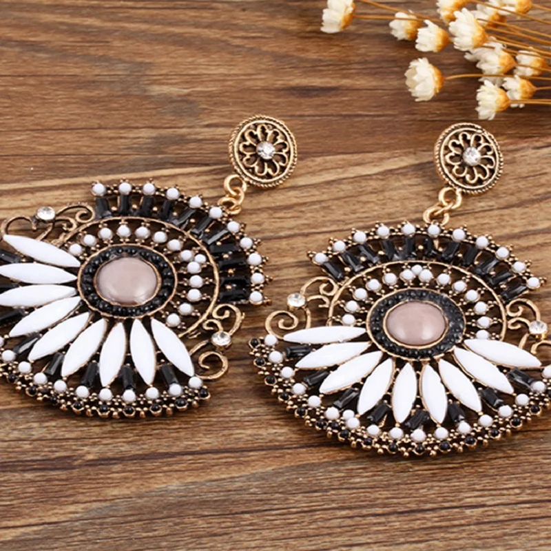 Женские Висячие серьги с большими кристаллами винтажные длинные висячие в