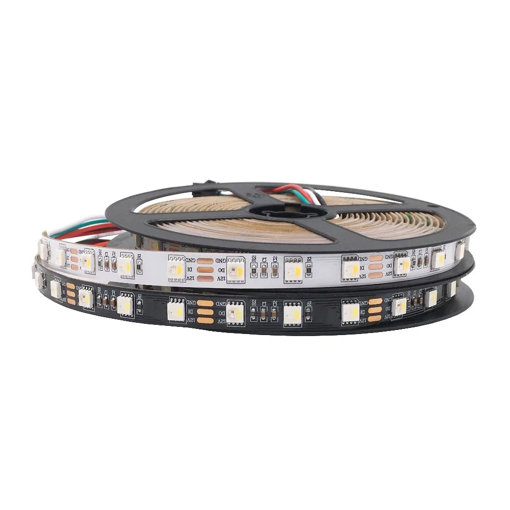 5 м DC12V SK6812(аналогичный WS2812b) 5050SMD RGBWW 4 в 1 60 светодиодов/Pisxels/m индивидуальный адресуемый светодиодные полосы IP30/IP65/IP67