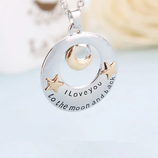 Цепочка с подвеской в виде букв I love you to the Moon and back|i you|moon backchain necklace |