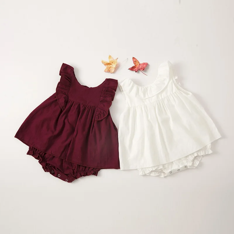 

Toddler Baby Girls Short Sleeve Romper Cotton Infant Newborn Girls Jumpsuit Overalls Dress Baby Girls Clothing Summer Ruffles