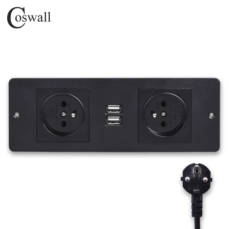 COSWALL двойная французская стандартная розетка с 2 usb зарядным портом кухонная