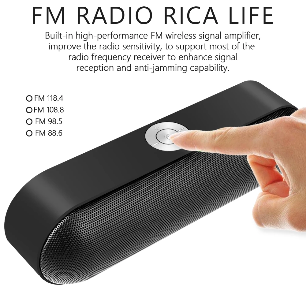 TOPROAD Беспроводной Bluetooth стереоколонка MP3 плеер с микрофоном Поддержка TF AUX FM радио