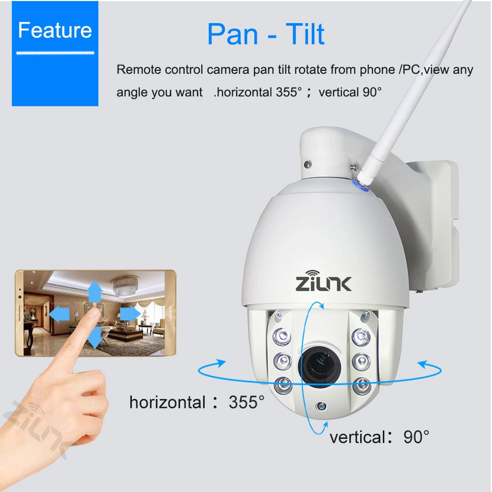 ZILNK 3G/4G SIM карта IP камера скоростная купольная 2 МП Full HD 1080P P2P сеть 5x зум объектив PTZ