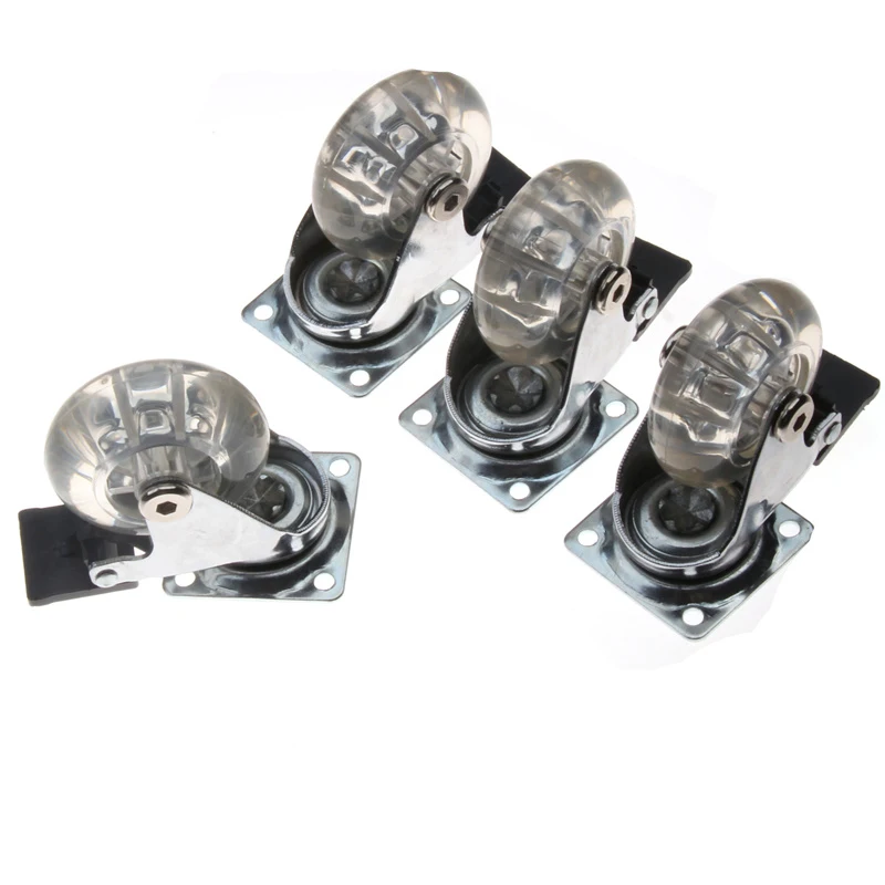 

4pcs 2 Inch Caster Wheels Furniture Universal Mute Plate Casters Replacement With Brake Casters Home Office Chair Swivel Wheels