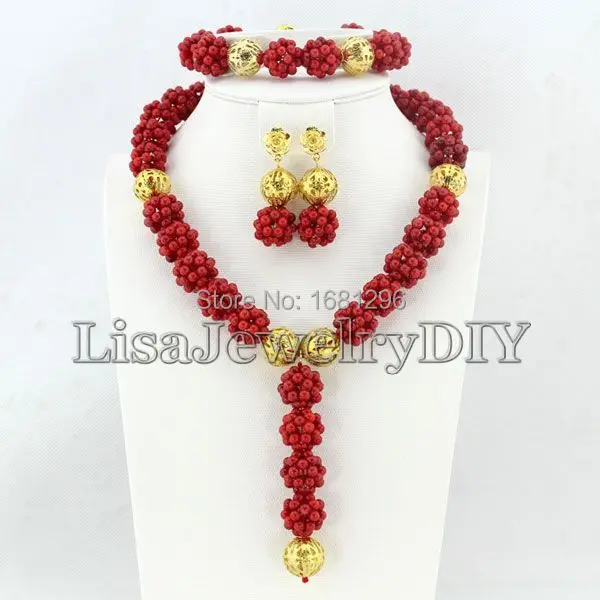 

Африканские Коралловые бусы Ювелирные наборы нигерийские Свадебные африканские бусы Ювелирные наборы коралловые комплекты ожерелий из бисера HD0318