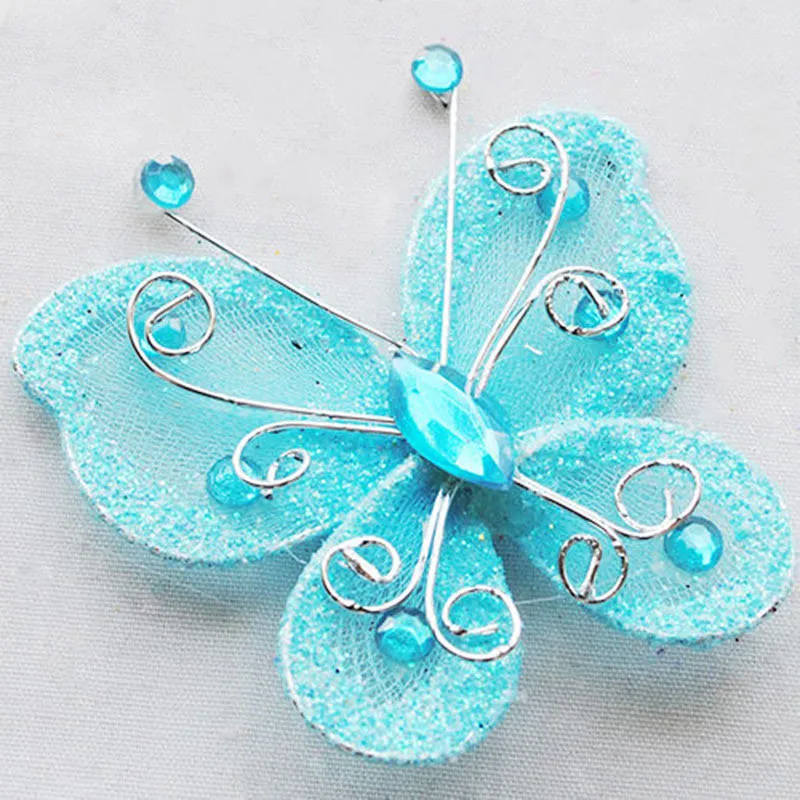 10 шт. свадебные украшения в виде бабочек из органзы|organza wire rhinestone butterfly|for wedding