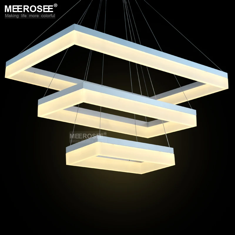 Новейший дизайн светодиодная люстра белая прямоугольная Подвесная лампа блеск