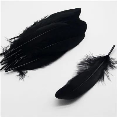 black 50pcs Натуральные белые черные гусиные перья для рукоделия 5-7 дюймов 13-18 см DIY ювелирные перья, перо Свадебные украшения дома 50 шт - Цвет: black 50pcs