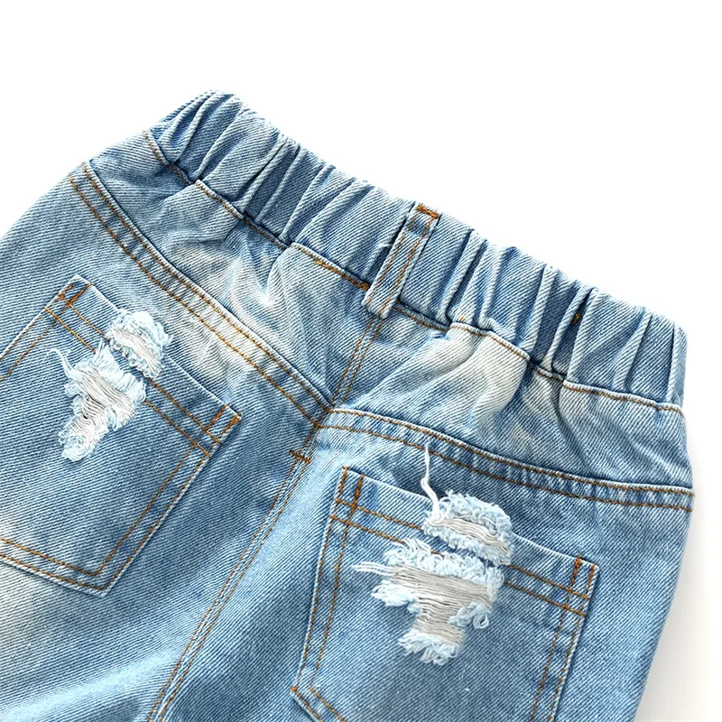 New Baby Boys Holes Jeans Shorts Pants Kids Summer Light Blue Denim Shorts For Boy Elastic Waist Cotton Children Clothing, 2-6Y images - 6