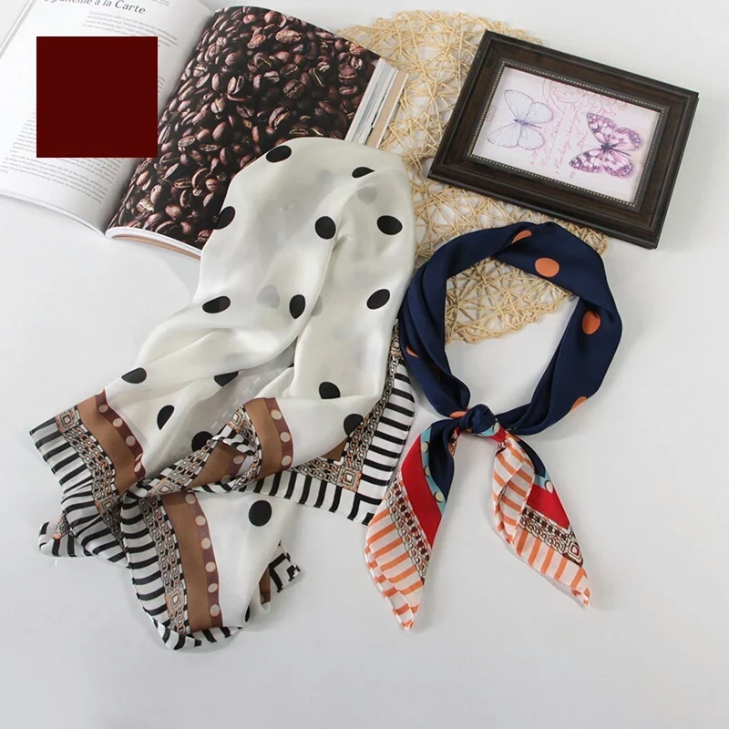 Женский Шелковый атласный шарф в горошек 70 Х70 см|fashion silk scarf|silk fashion scarfsilk scarf |