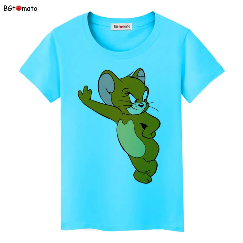 BGtomato, футболка, фильм, звезда, Джерри, мышь, kawaii, футболка, летняя, милая, милая, футболка, женская, дешевая, распродажа, брендовая, новая, мультяшная футболка - Цвет: 2