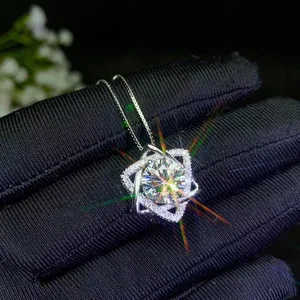 2ct moissanite очень популярные стили, ожерелья, женская вечеринка. Серебро 925 пробы