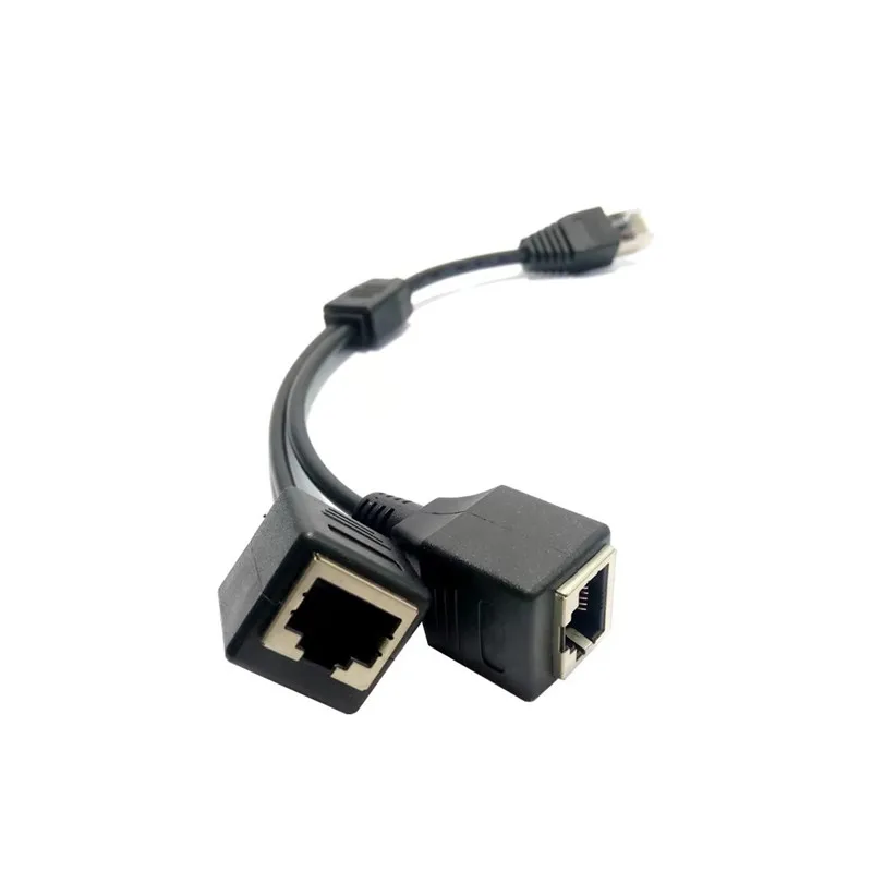 Сетевой Разветвитель RJ45 с 1 штекера на 2 гнездовых порта удлинитель со штекером