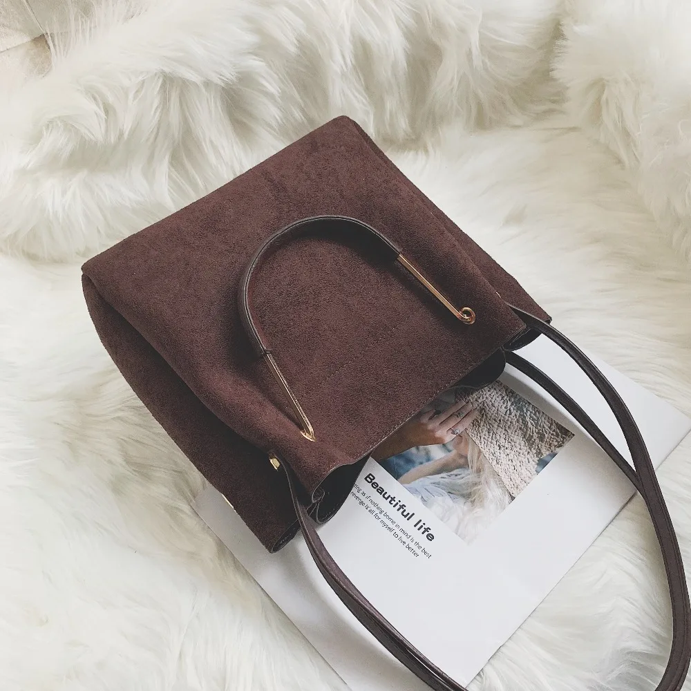 Винтажные кожаные женские сумки тоут Роскошные Сумки из искусственной замши