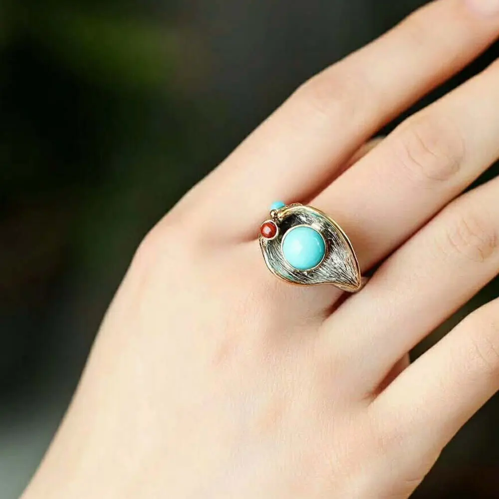 RADHORSE 925 Серебряные кольца для Для женщин Fine Jewelry Бирюзовый Калла Лили