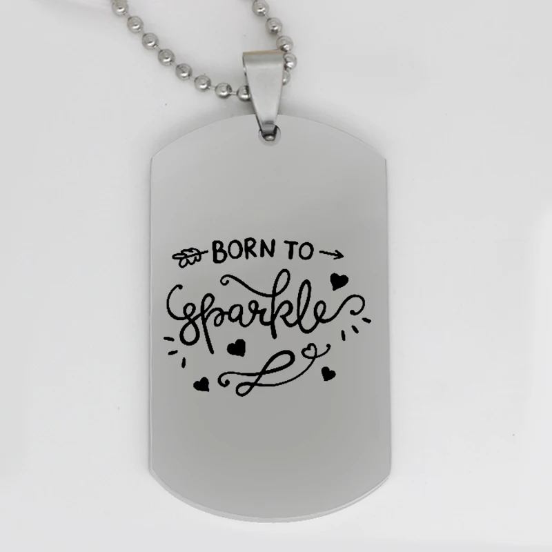

Ufine jewelry inspirational gift pendant army card Born to sparkle stainless steel customed necklace N4142