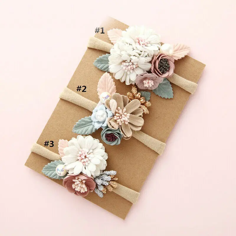 Lovely Baby Headband Fake Flower Nylon Hair Bands For Kids Girls Artificial Floral Elastic Head Headwear | Аксессуары для одежды