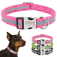 dog collar personalized reflective dog collars custom engraved name tag collar anti lost nylon pet collars for medium large dogs