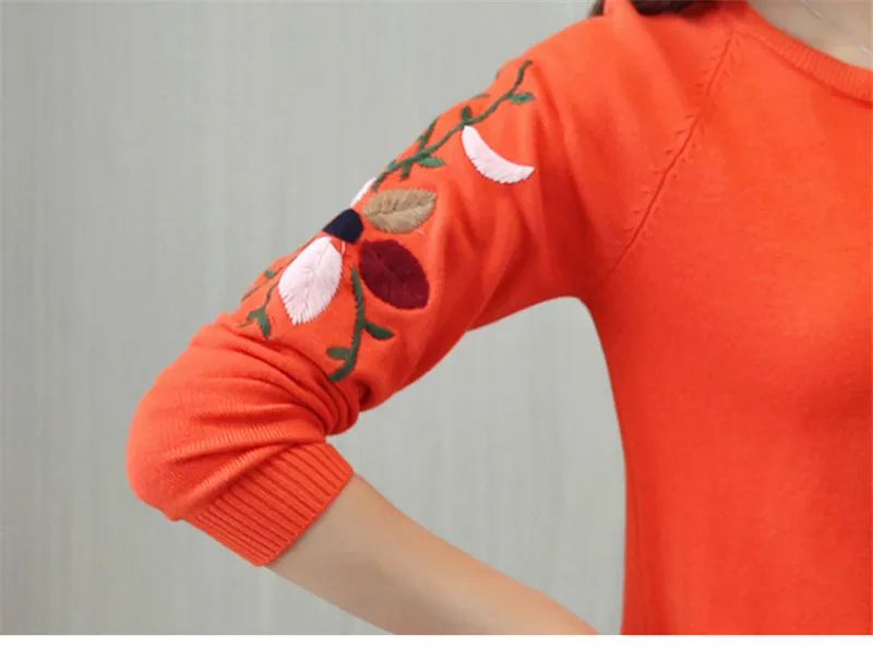 Новинка 2018 Модный женский свитер с цветочной вышивкой на осень и весну пуловеры