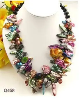 

Nice Cultured Pearl Faceted Necklace 22" AKOYA Free shipping