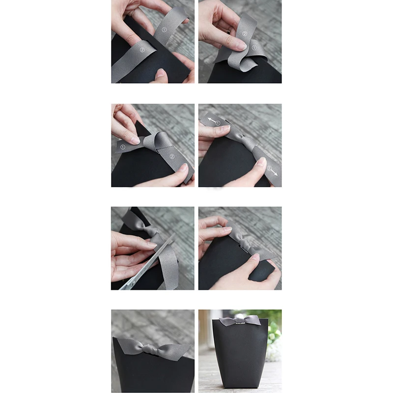 5pcs пустая белая крафт бумага черный бумажный пакет коробка конфет DIY для