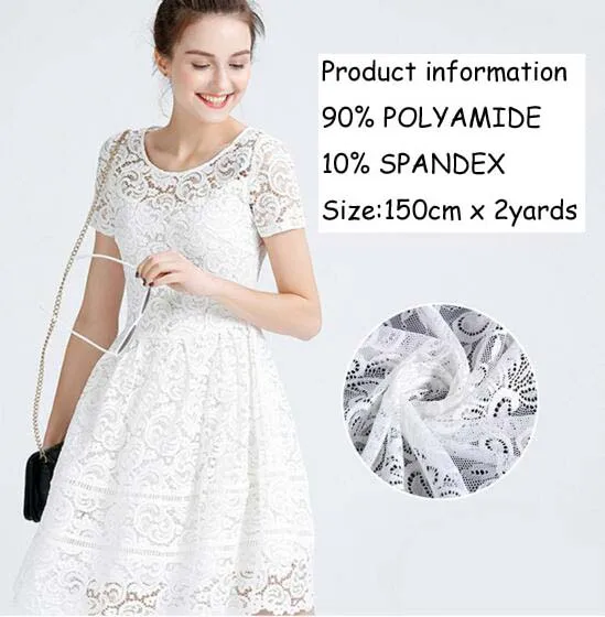 2 ярдов/партия белый цвет цветок сетки ткань Дамская кружево Женская одежда для