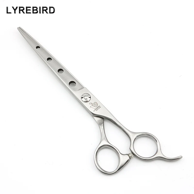 

Professional Pet Grooming Scissors 7 INCH Dog Hair Straight Shears Pet Hair Straight Scissors Matte Silver LYREBIRD NEW