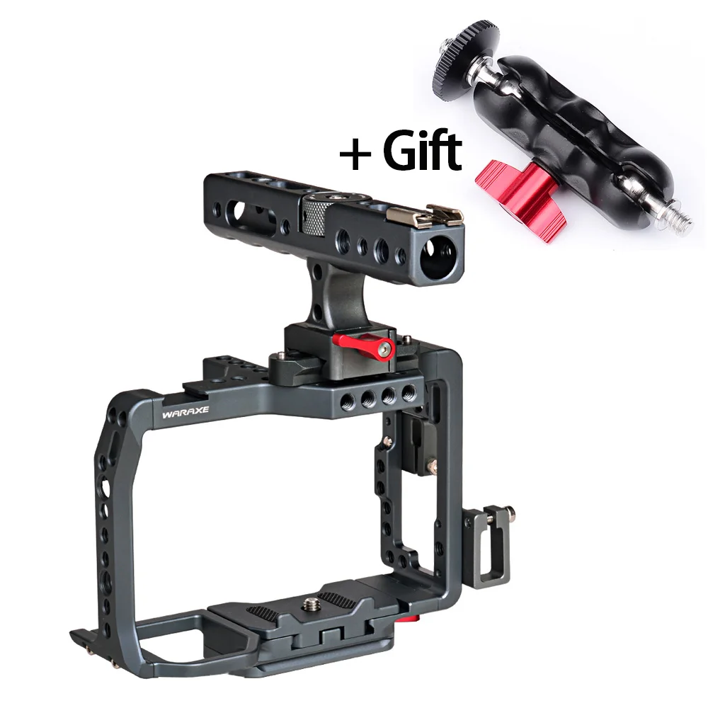 cage with handle A7iii a7riii камера клетка комплект для Sony A7RIII/A7III клетка стабилизатор Ручка NATO двойные Шаровые Головки удлинитель комплект - Цвет: cage with handle