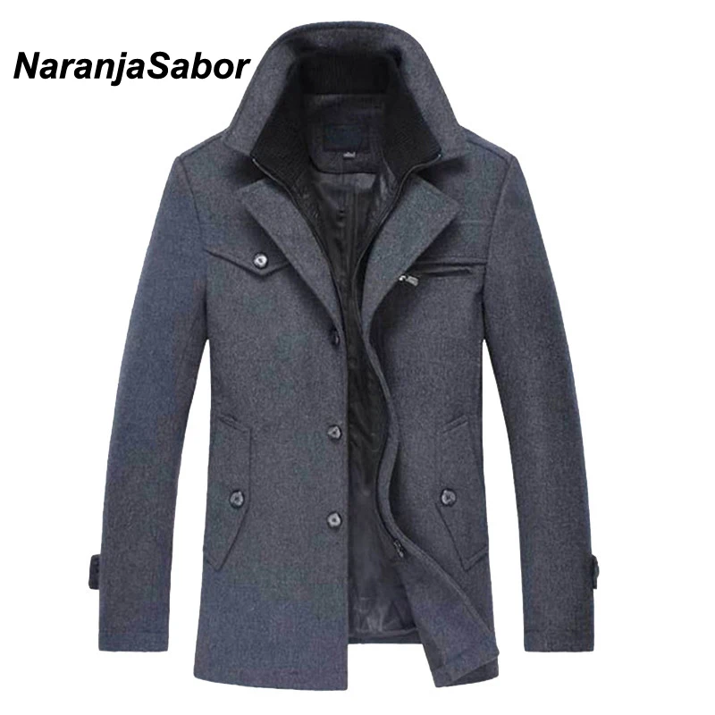 

NaranjaSabor New Winter Men Thick Coats Slim Fit Jackets Mens Casual Warm Outerwear Male Woolen EU/US Size NZXX482