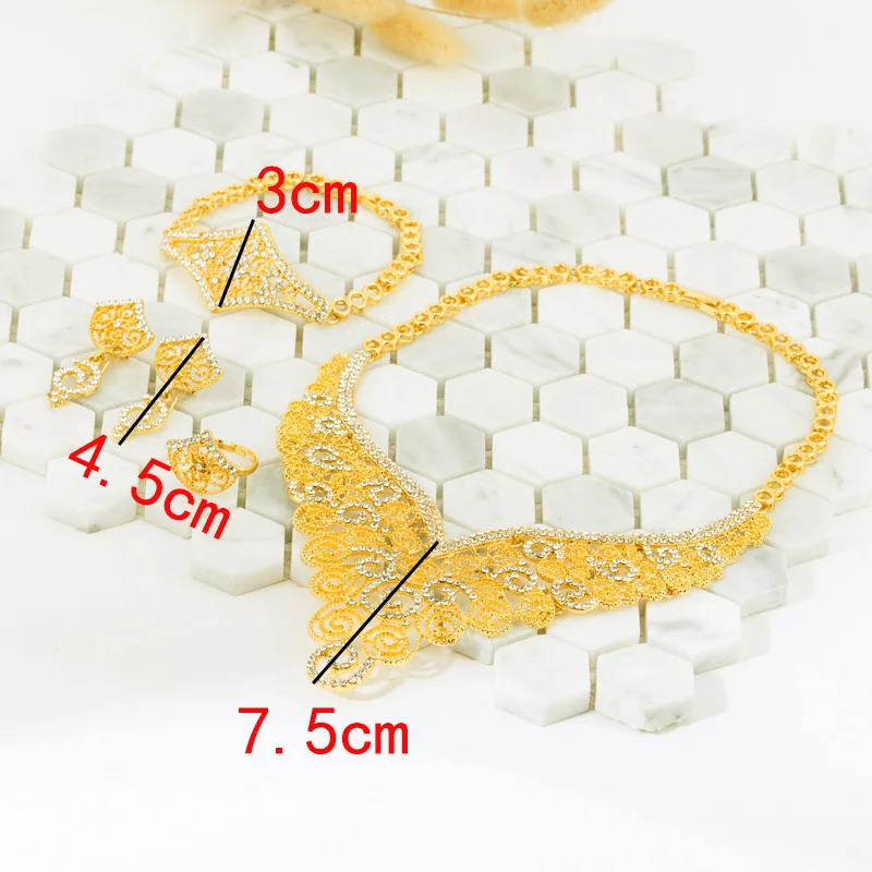 Женский ювелирный комплект из колье и серёг под золото 24 к | Украшения аксессуары