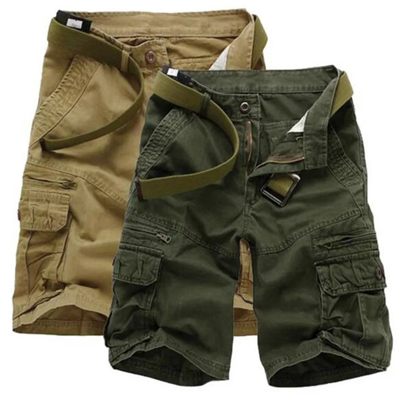 Шорты карго мужские свободного покроя повседневные штаны с карманами строченные