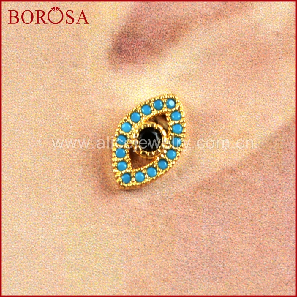 BOROSA оптовая продажа 10 пар синий кристалл сглаза Медь серьги смесь цветов Micro Pave CZ