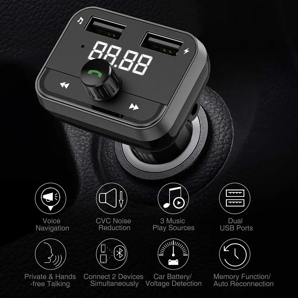 Nulaxy беспроводной Bluetooth громкой связи вызов FM передатчик модулятор V4.2 EDR радио