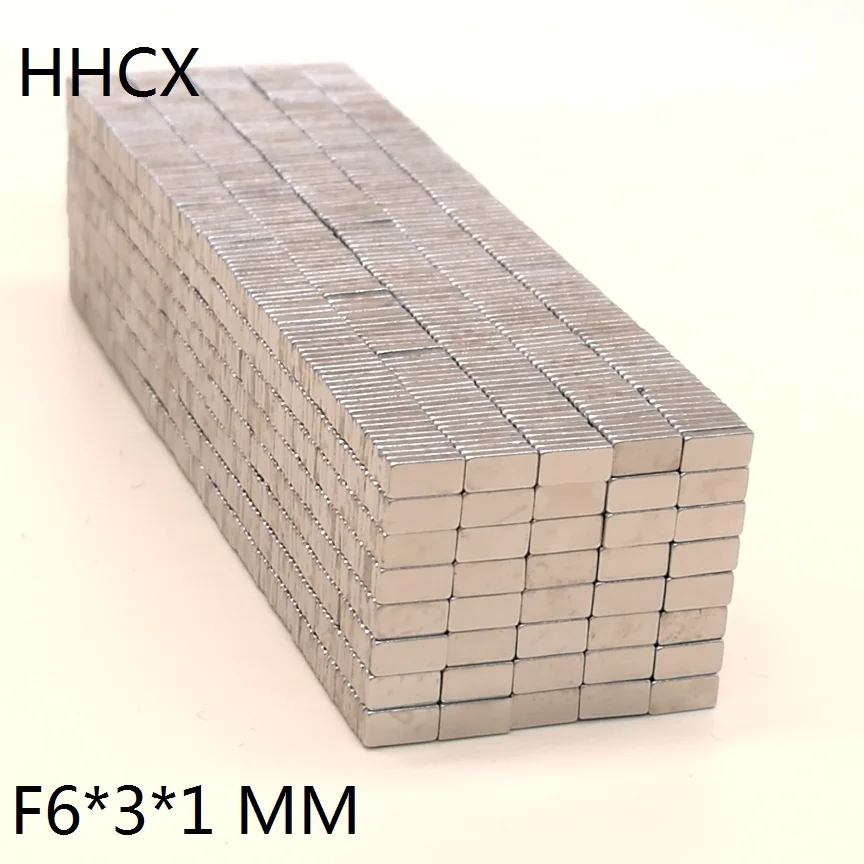 100 шт./лот неодимовый магнит 6x3x1 N35 Сильный мм квадратный редкоземельный 6*3*1