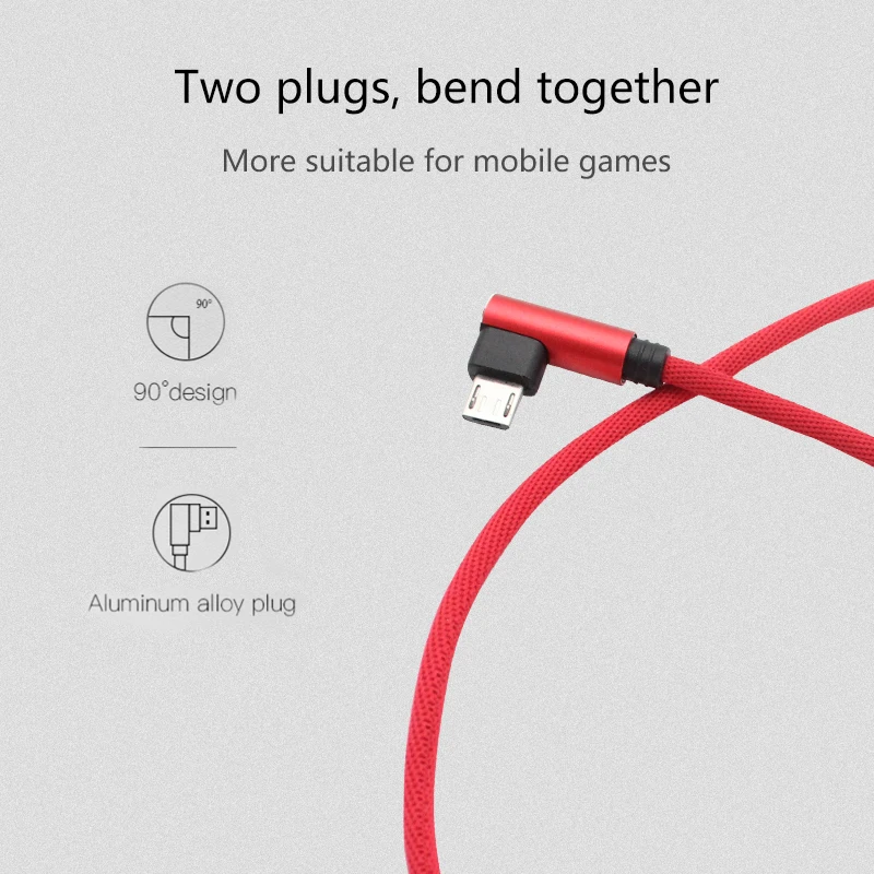 Micro USB кабель 2A быстрое зарядное устройство шнур Suntaiho 90 градусов локоть