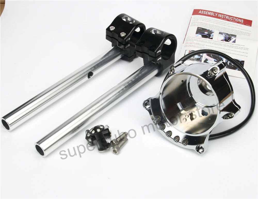 Мотоциклетный хромированный манометр для кафе + зажим крепления фары Harley Sportster IRON