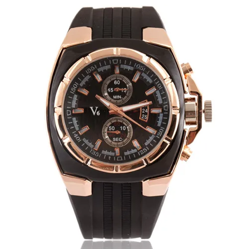 Топ Бренд V6 Новая повседневная коллекция покрытые золотом стальные ободки часы в