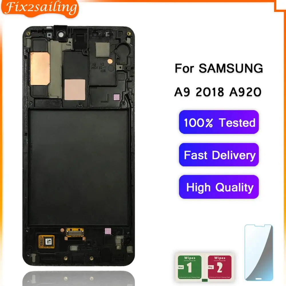 ЖК дисплей для Samsung Galaxy A920 сенсорный экран дигитайзер с рамкой A9 2018 A9s Star Pro SM A920F/DS