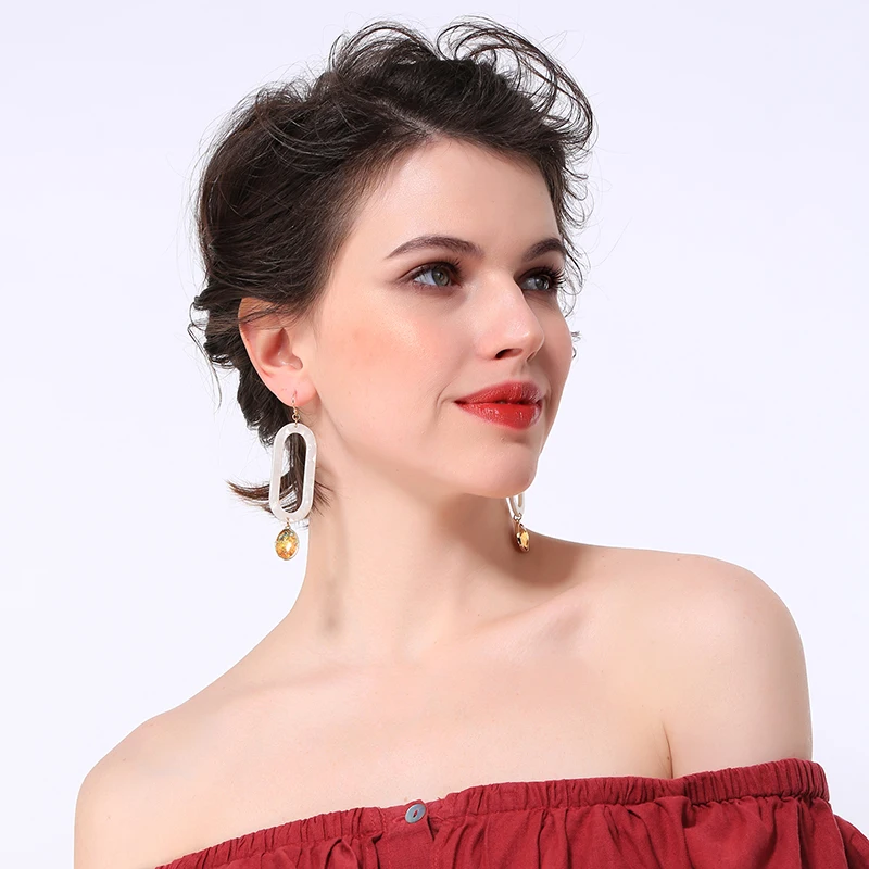 Classical Long Drop Earrings Resin Chic Simple Pendants For Wedding Dress Women New Arrival Accessory Fashion Jewelry | Украшения и