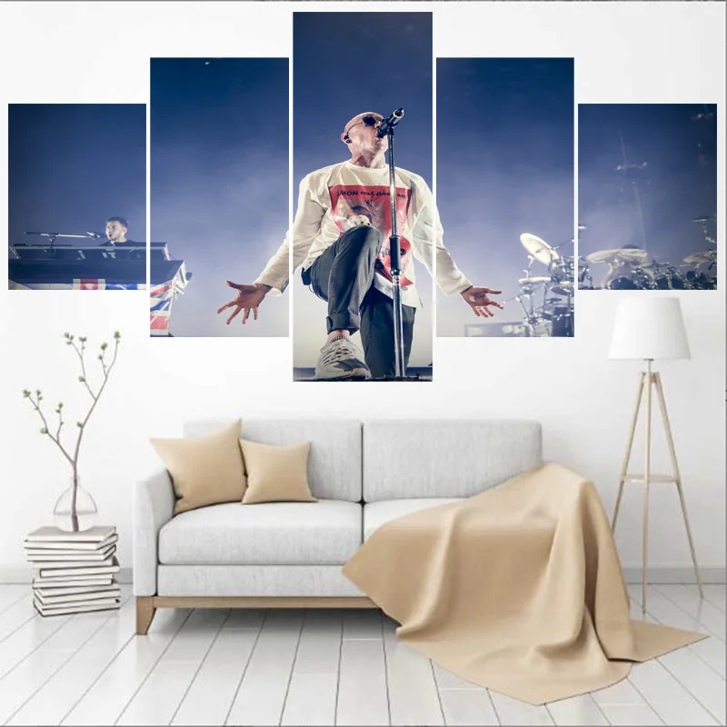5 панелей настенные картины известной певицы домашний декор Chester Bennington холст